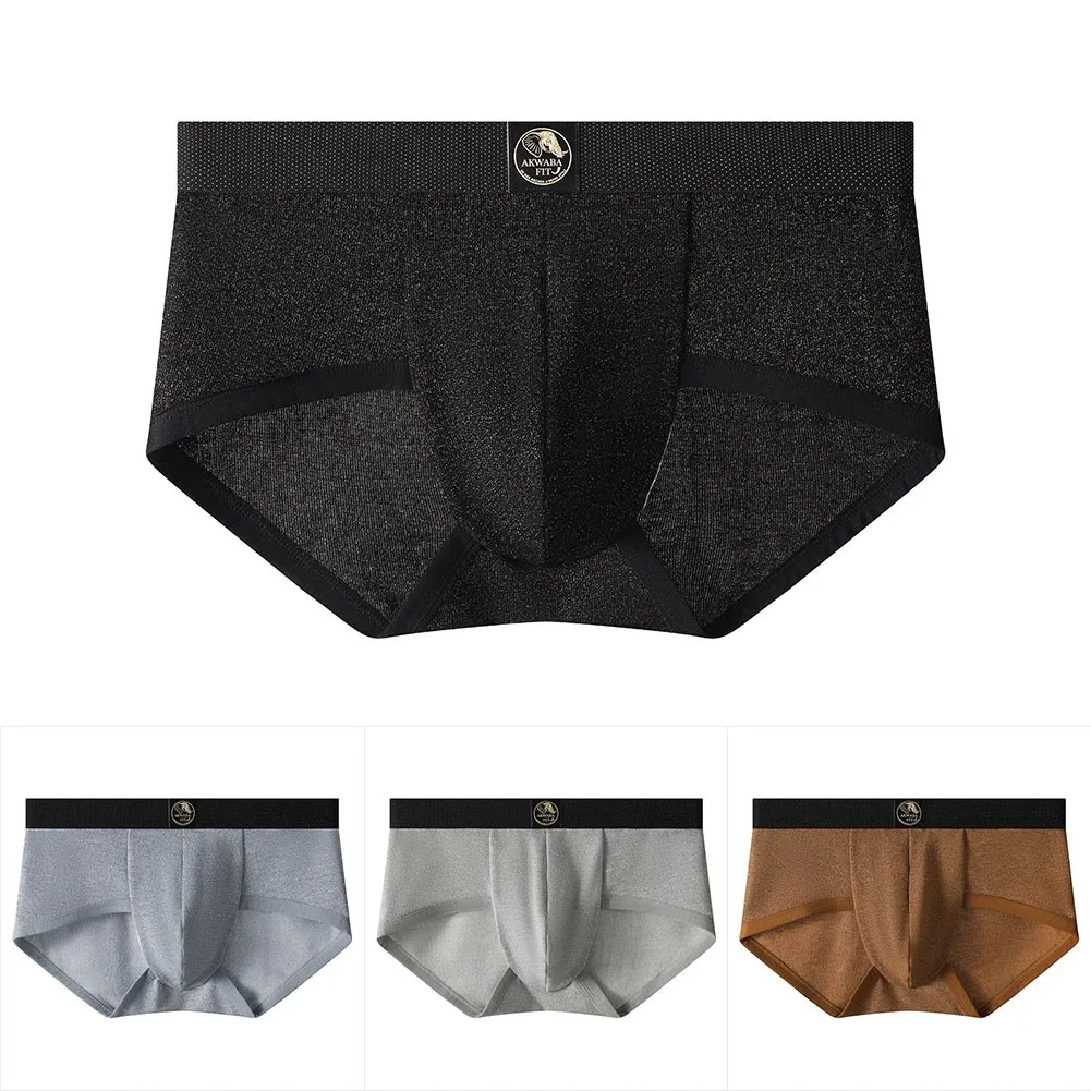 Shiny Thread Mens Boxer Shorts Wide Brand Waist Support Pouch Skin Friendly Underpants Workout Daily Rest Outdoor Home