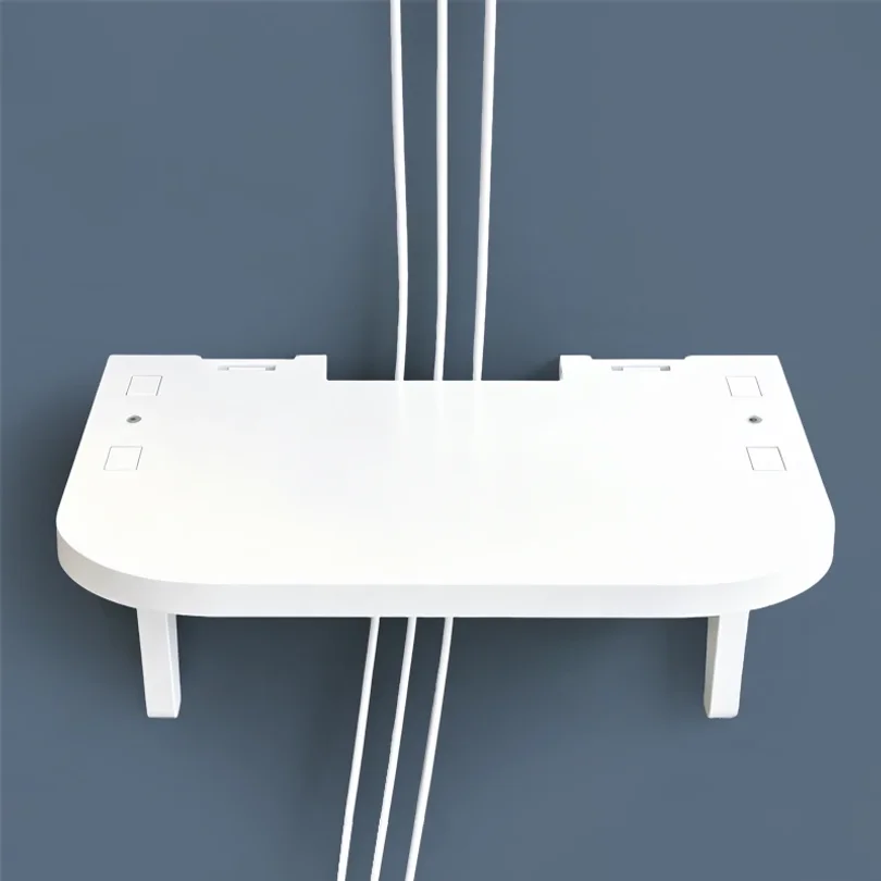 Floating Shelf Wall Mount with Hooks Router Set Top Box Projector Power Strip Hanging Storage Home Office Organizer No Drilling