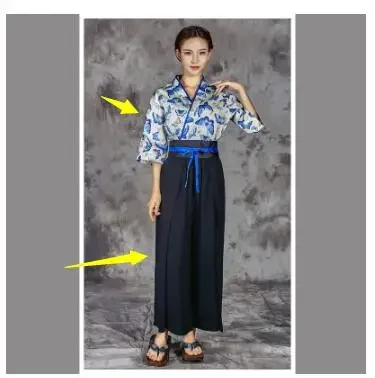 زي الاستقبال الياباني فندق مطعم نادلة البدلة كيمونو السراويل السوشي خمر العمل