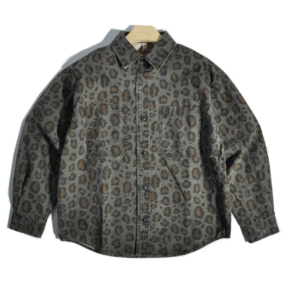American High Street CityBoy Leopard Print Camouflage Mountain Style Workwear Shirt Loose Casual Jacket
