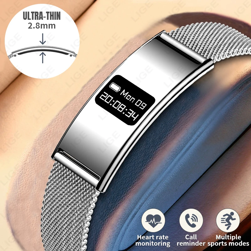 Pulseira inteligente masculina e feminina, monitor de frequência cardíaca e sono, pulseira inteligente à prova d'água, rastreador de fitness esportivo