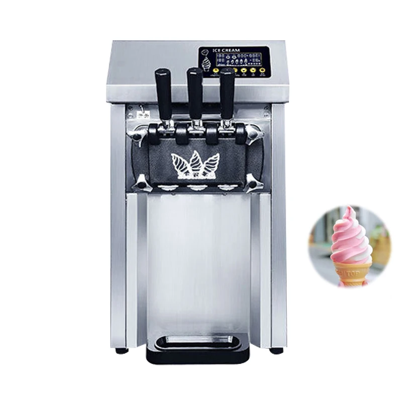 

Three Colours Soft Ice Cream Machine Fully Automatic Ice Cream Maker Countertop Sweet Cone Ice Cream Making Machine