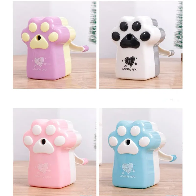 Cartoon Love Cat Claw Manual Pencil Sharpener Automatic Pencil Planer Cutter Mechanical Sharpeners Office Stationery Knife