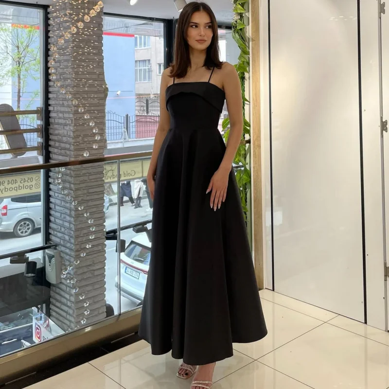 2025 Summer French Retro Style Elegant Satin Strap Evening Fashion Dress