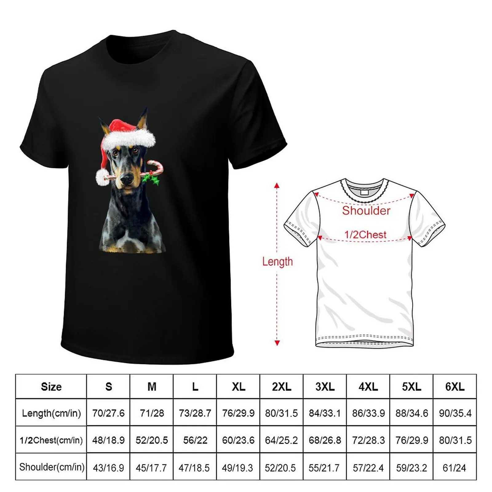 Doberman Christmas T-Shirt vintage Aesthetic clothing man t shirt mens t shirts pack