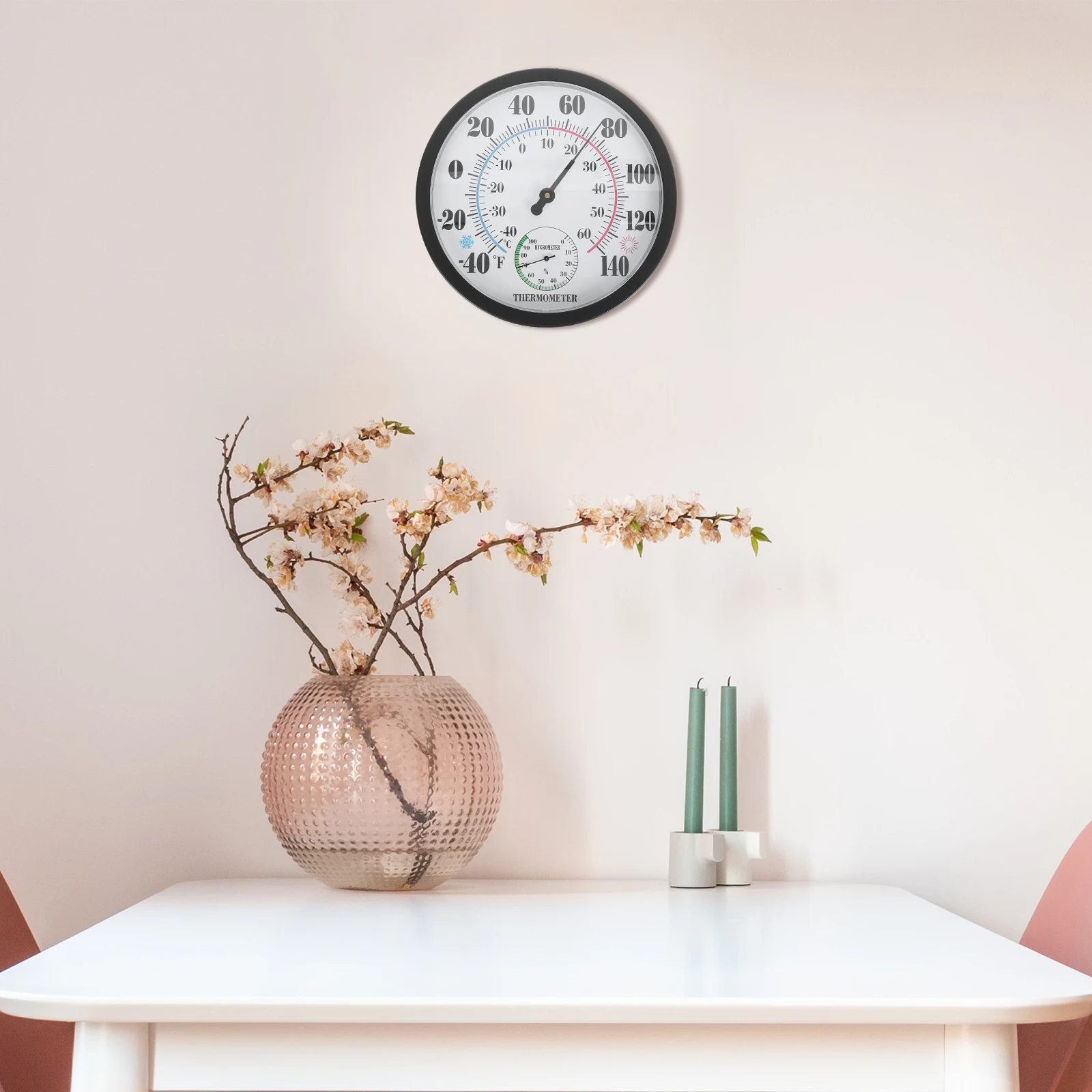 

1pc Wall Thermometer Hygrometer ABS Material Waterproof Design Temperature Gauge Decor Multi-functional