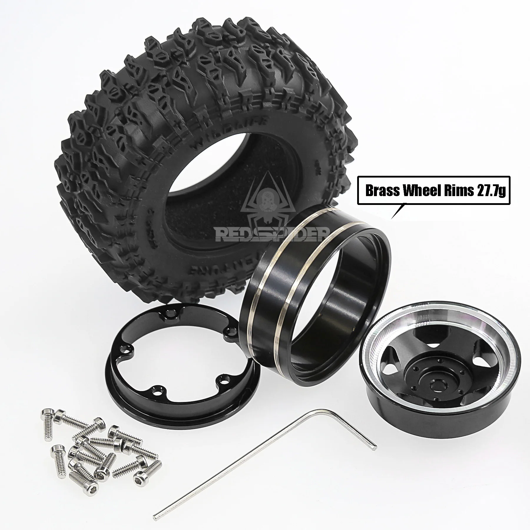 Roues et pneus Beadlock de 1.3 pouces pour voiture sur chenilles 1/18 TRX4M FCX18,1/24 Axai1 SCX24 FCX24 RC, 4 pièces