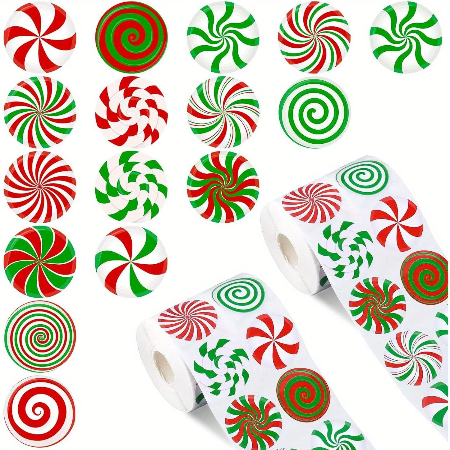500 Stück Weihnachtsaufkleber, Rolle – selbstklebende dekorative Siegel für Geschenkverpackungen, Grußkarten, Partydekorationen