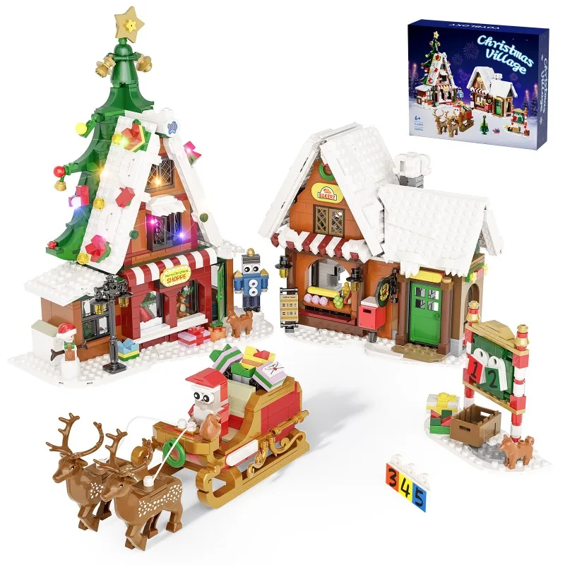 1418PCS MOC Christmas series building blocks assembling creative large scene Christmas house set game toy brick holiday gift