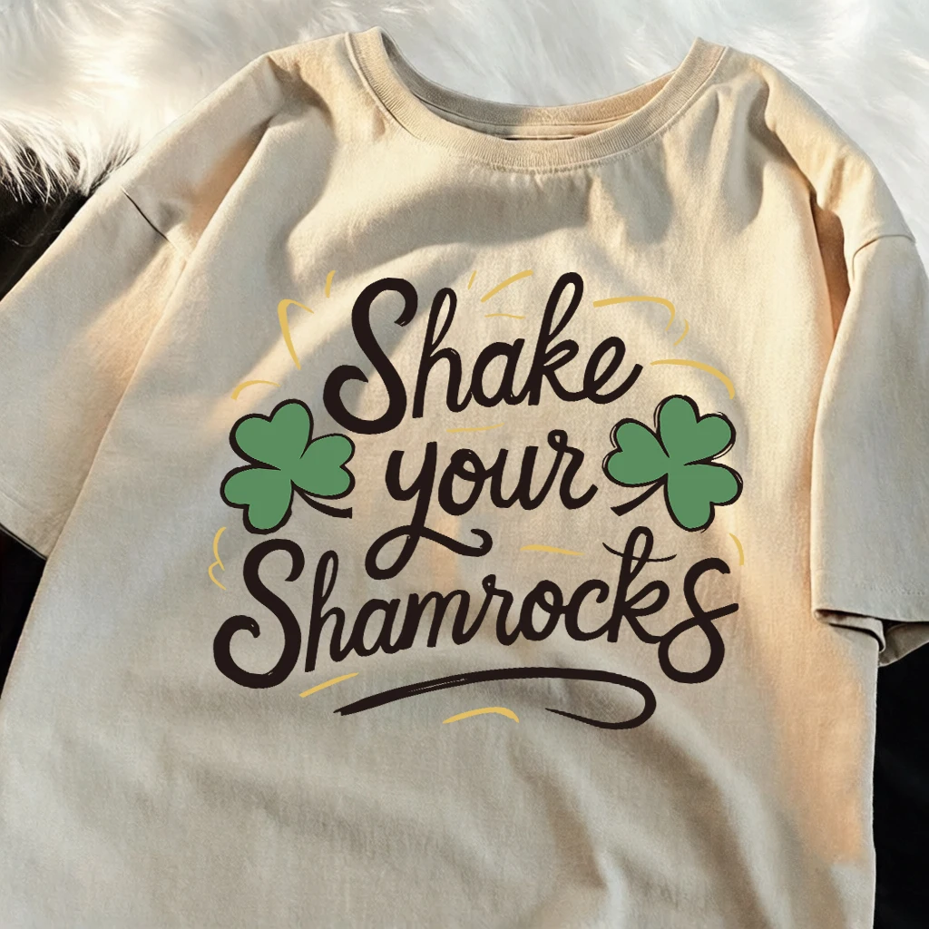 Shake Your Shamrocks Pattern Man's Soft Sport T-Shirt Summer O-Neck Short Sleeve Hip Hop Loose Top Cotton Comfortable Clothes