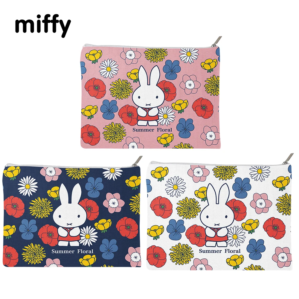 Bolsa de maquillaje Kawaii Miffy, bolsa de almacenamiento de lona con estampado de dibujos animados para bolígrafos, bolsillo para cambiar, sobre rojo, regalo de Navidad