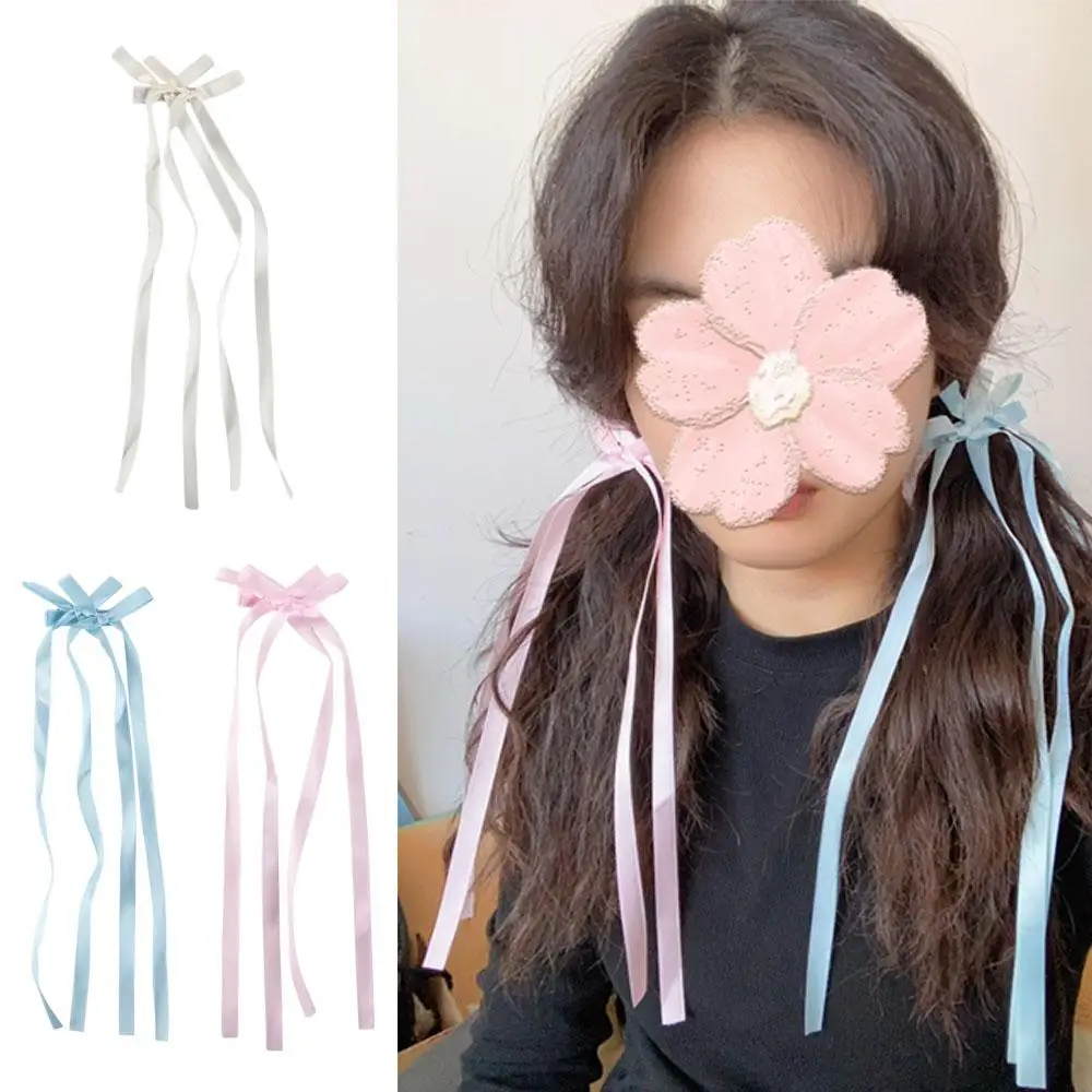 Pinza para el pelo de cinta larga de tela a la moda, lazo para el pelo de Balletcore Lolita, pinza para el pelo, pinza para el pelo Y2k