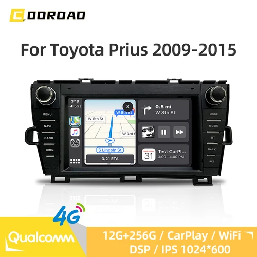 12G 256G Android 13,0 para Toyota Prius 2009-2015 navegación GPS CarPlay 4G WiFi Bluetooth DSP estéreo Radio de coche reproductor Multimedia