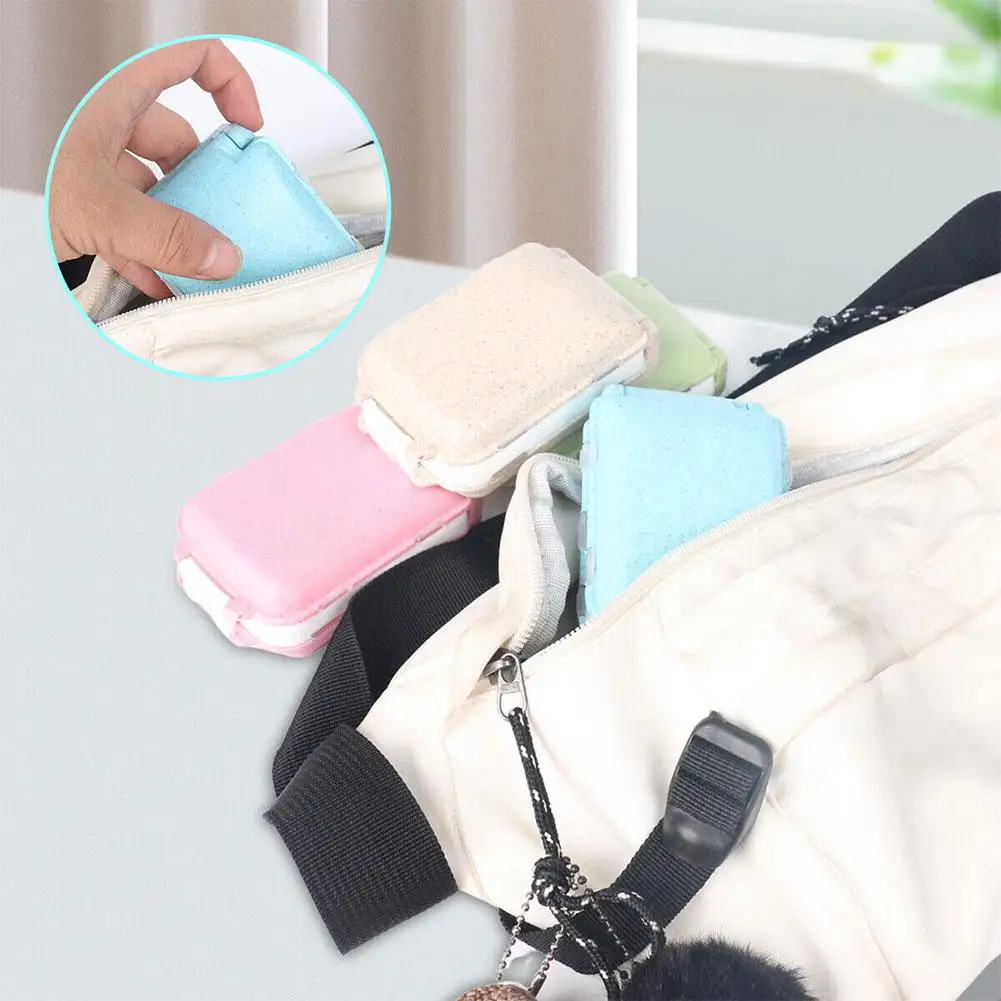 Portable Travel Pill Organizer Folding Two-Layer Moisture Proof Pocket Medicine Boxes Purse Daily Vitamin Holder Container Case