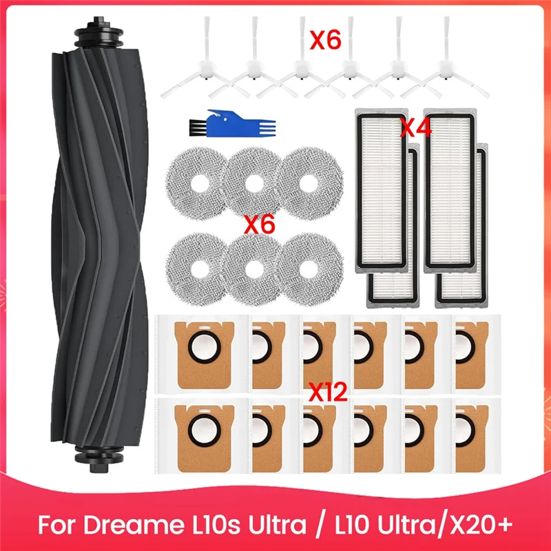 AB43-Комплект аксессуаров Fordreame L10s Ultra/L10 Ultra, X20+ Аксессуары Основные боковые щетки Hepa-фильтры Накладки для швабры Мешки для пыли
