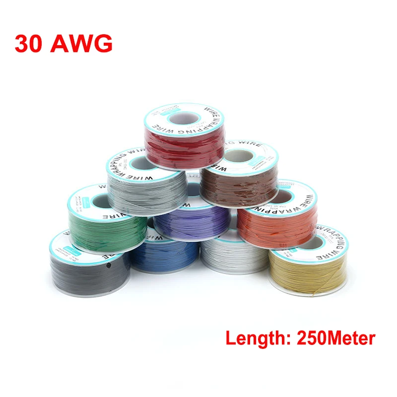 

250 Meter Ok Wire 30 AWG 8 Colors Wrapping Wire Single Strand Copper Cable Electrical Wire for Laptop Motherboard PCB Solder
