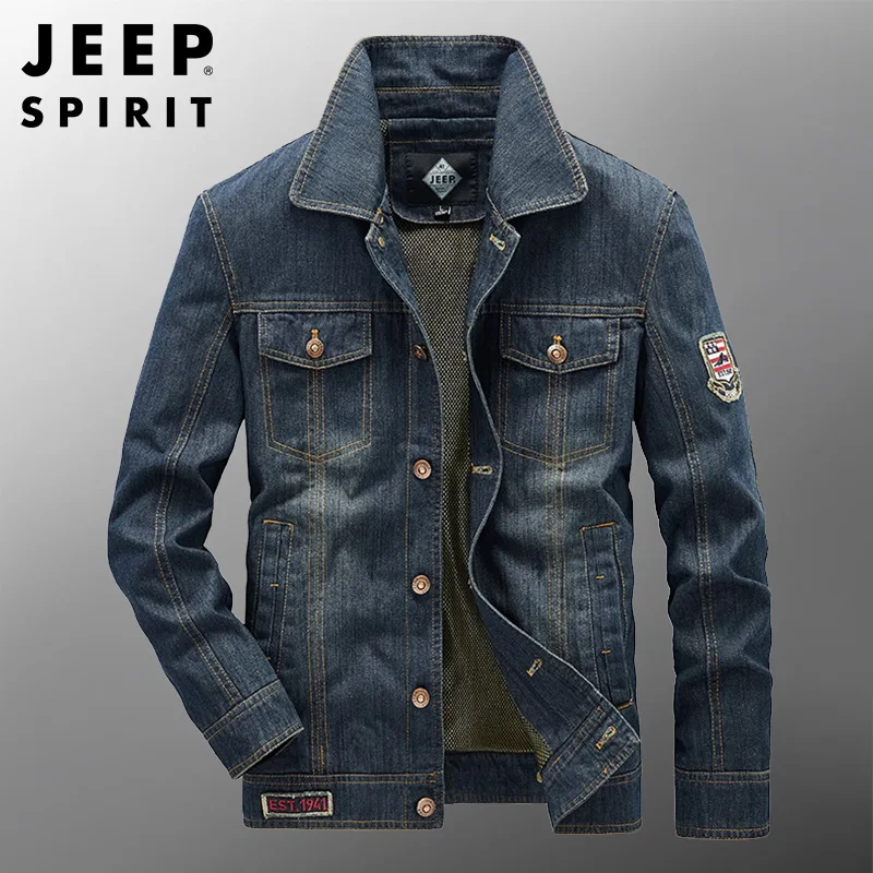 JEEP SPIRIT men denim streetwear fashion casual Slim fit embroidered LOGO cotton spring autumn high quality Breathable jacket