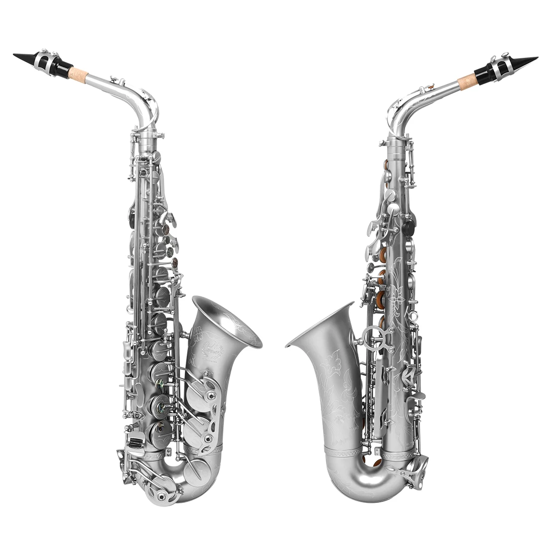 M MBAT Alto Saxophone Eb Brass Body Sax High-end Matte Silver Saxofone Woodwind Instrument with Case Reeds Gloves Accessories