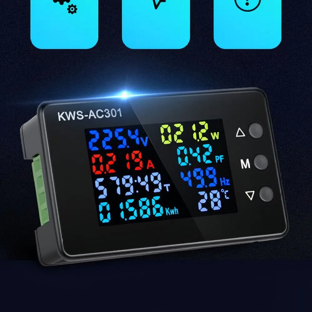 kws-ac301-デジタル交流電力モニター、電圧・電流テスター、電力・ワット数分析計、50～300v対応、電気設備メンテナンス用ツール