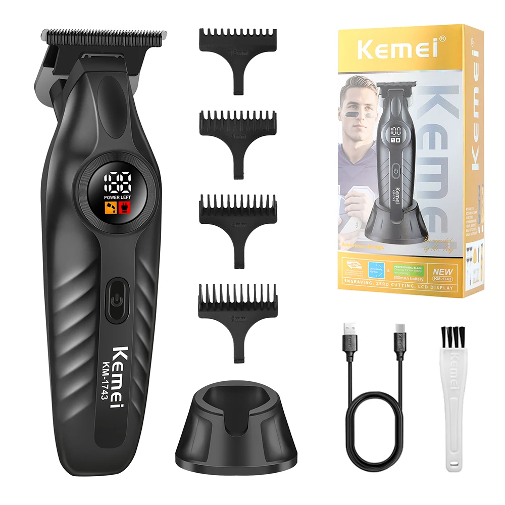 

Kemei Electric Hair Trimmer Zero Gapped Edgers Hair Clipper Cordless Rechargeable Finish Hair Cutting Machine Men Beard Trimmer