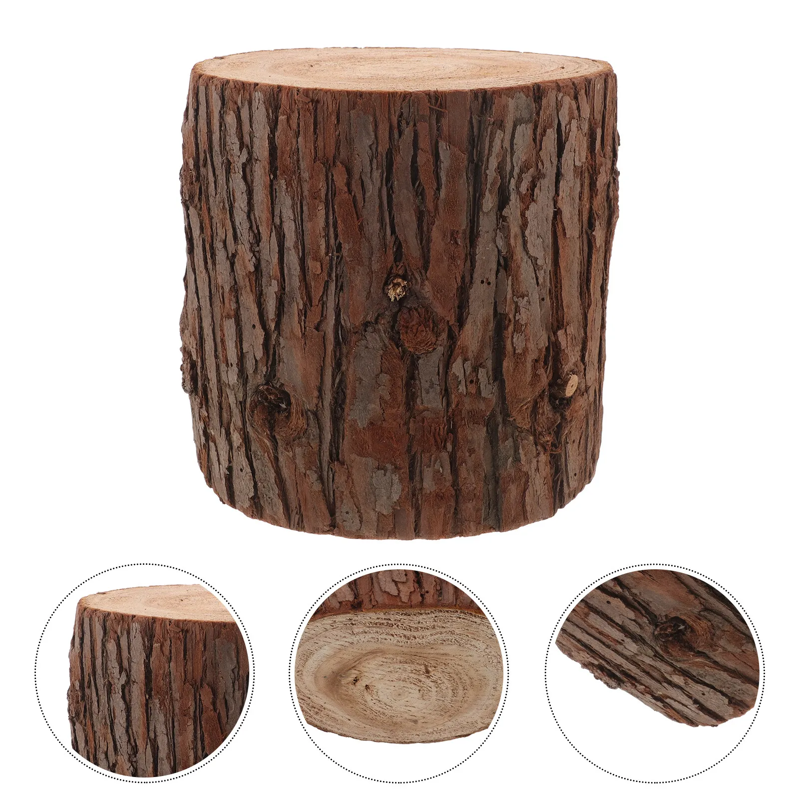 

Solid Wood Stump End Table Rustic Natural Tree Trunk Coffee Table Unique Bark Texture Decorative Display Base for Home Living