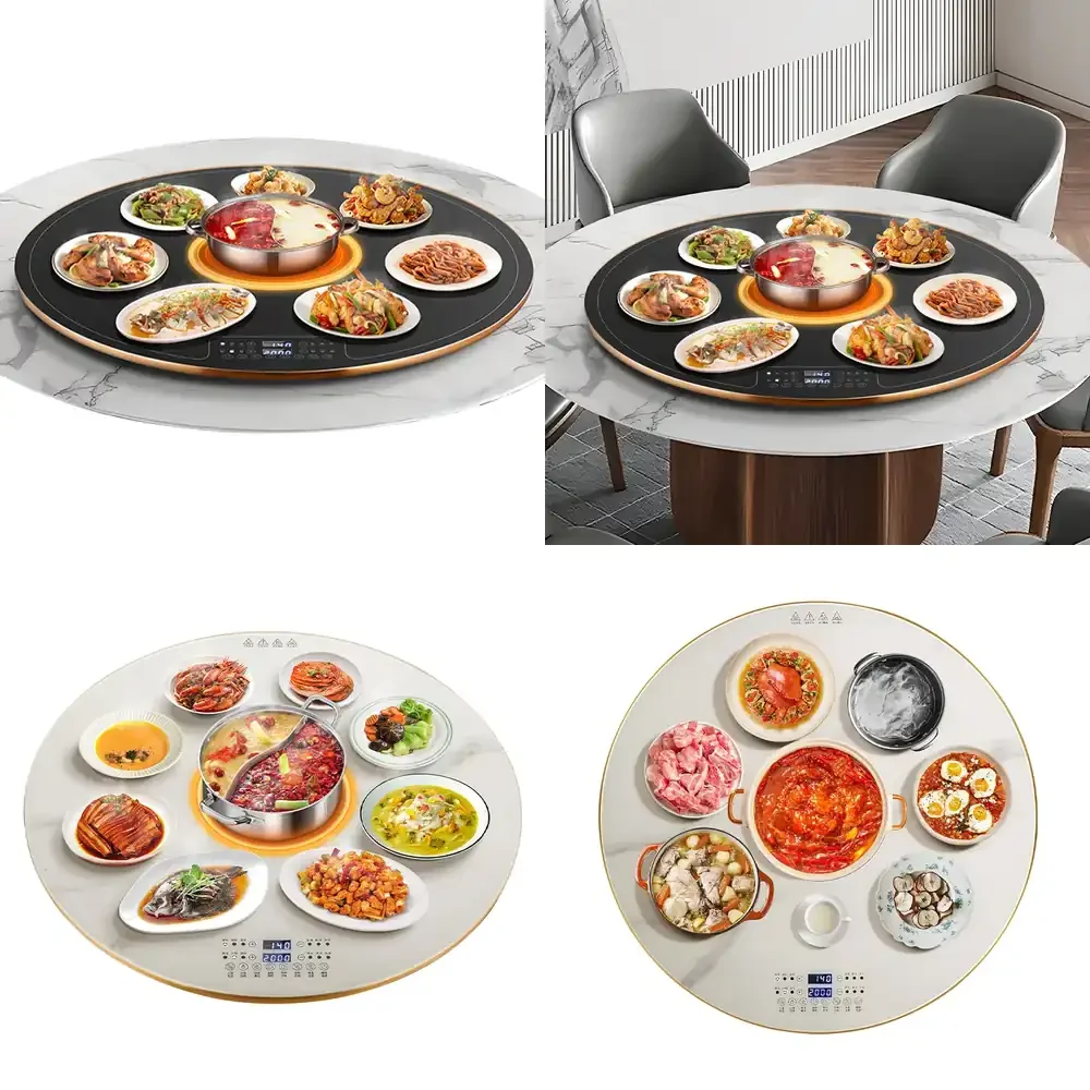 

Adjustable Temperature Desktop Electric Warm Tray Round Shape Induction Cooktop Hot Plate for Family Food Warmer
