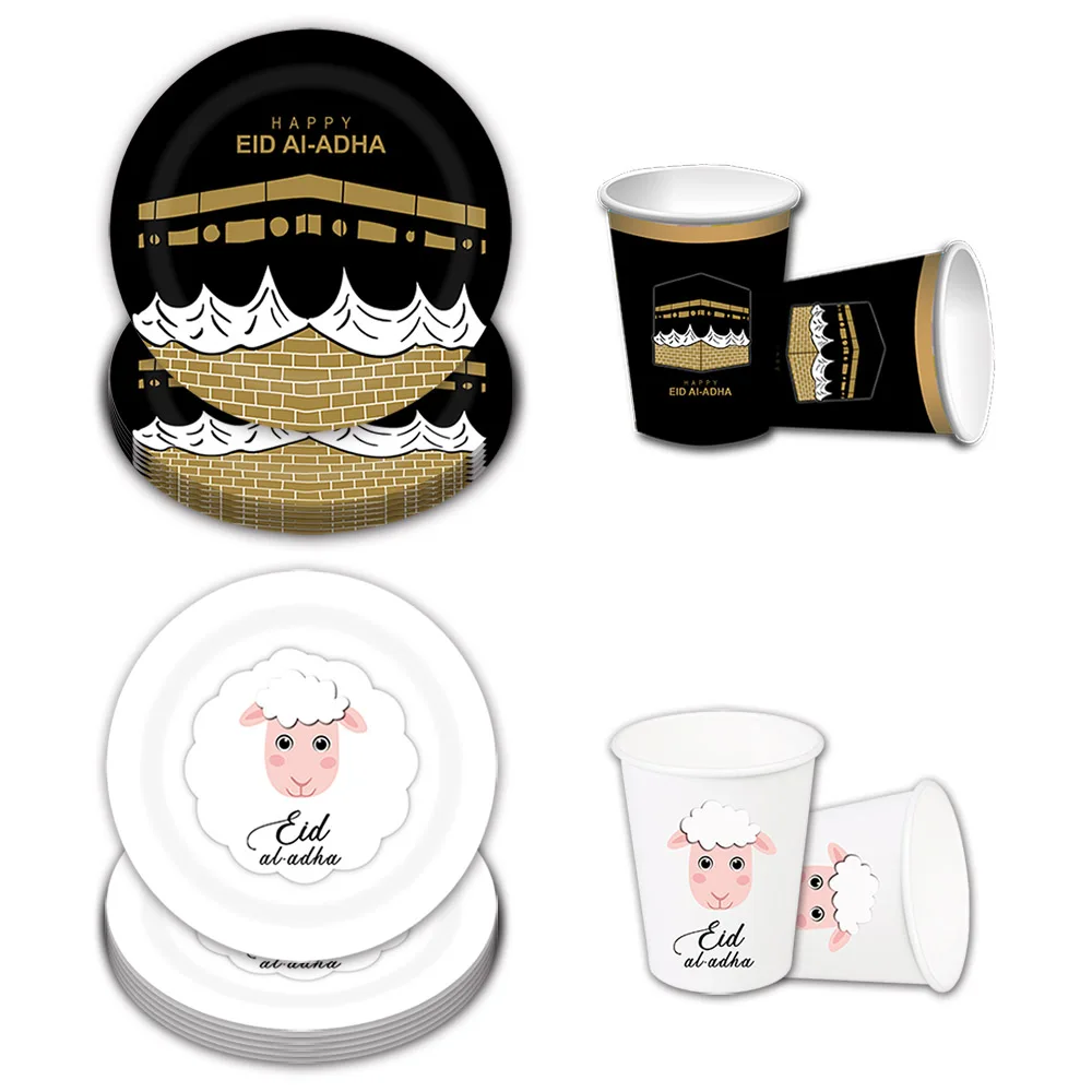 Ramadan Decoration Disposable Tableware Eid Al-ADHA Sheep Paper Plates Cups Ramadan Kareem Decor Islam Muslim Eid al-Fitr Party