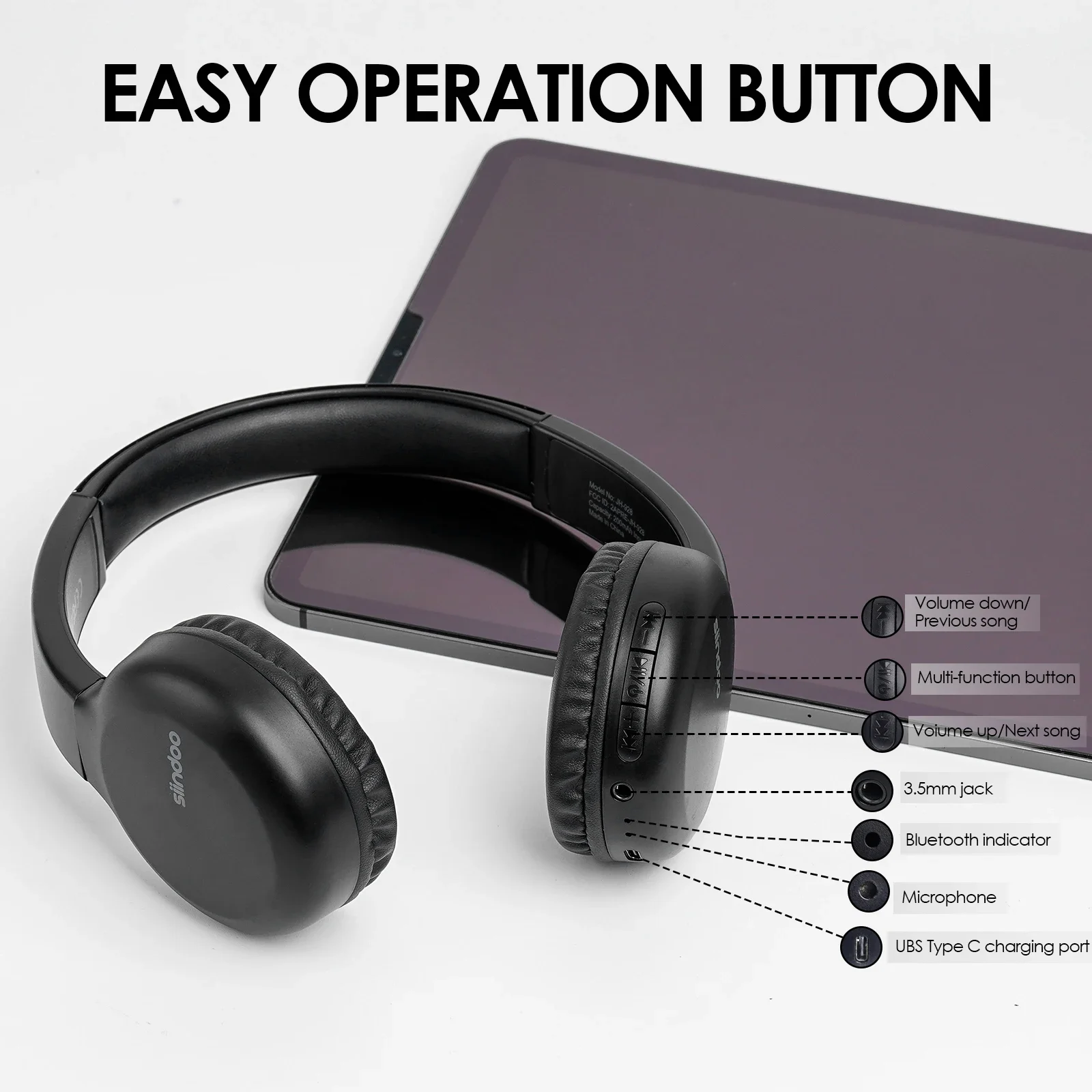 Siindoo JH-928 Wireless Bluetooth Headphones Stereo Music Earphones Super Bass With Micphone For Adult Kids lowest price New
