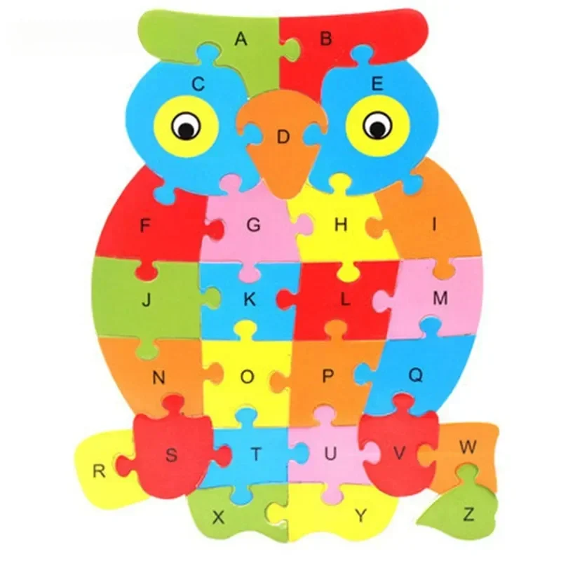 Englischer Buchstabe Baustein Holz Tier Puzzle Kinder Erkenntnis Intelligenz Spielzeug für Kleinkinder Frühe pädagogische Geschenke