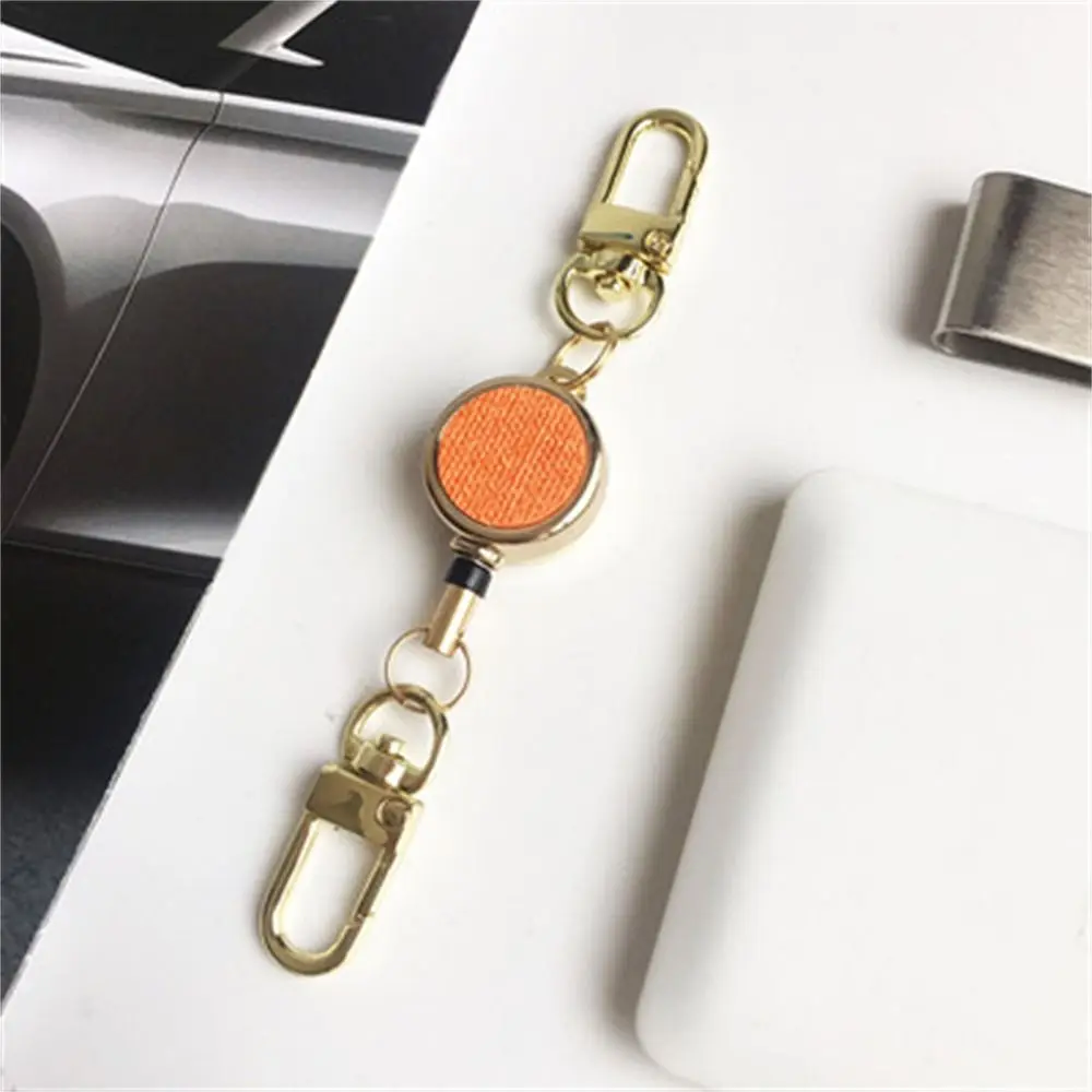 Extendable Retractable Badge Reel Pull Keyring Easy Pull Buckle ID Lanyard Key Ring Elastic Anti Lost Metal Badge Holder
