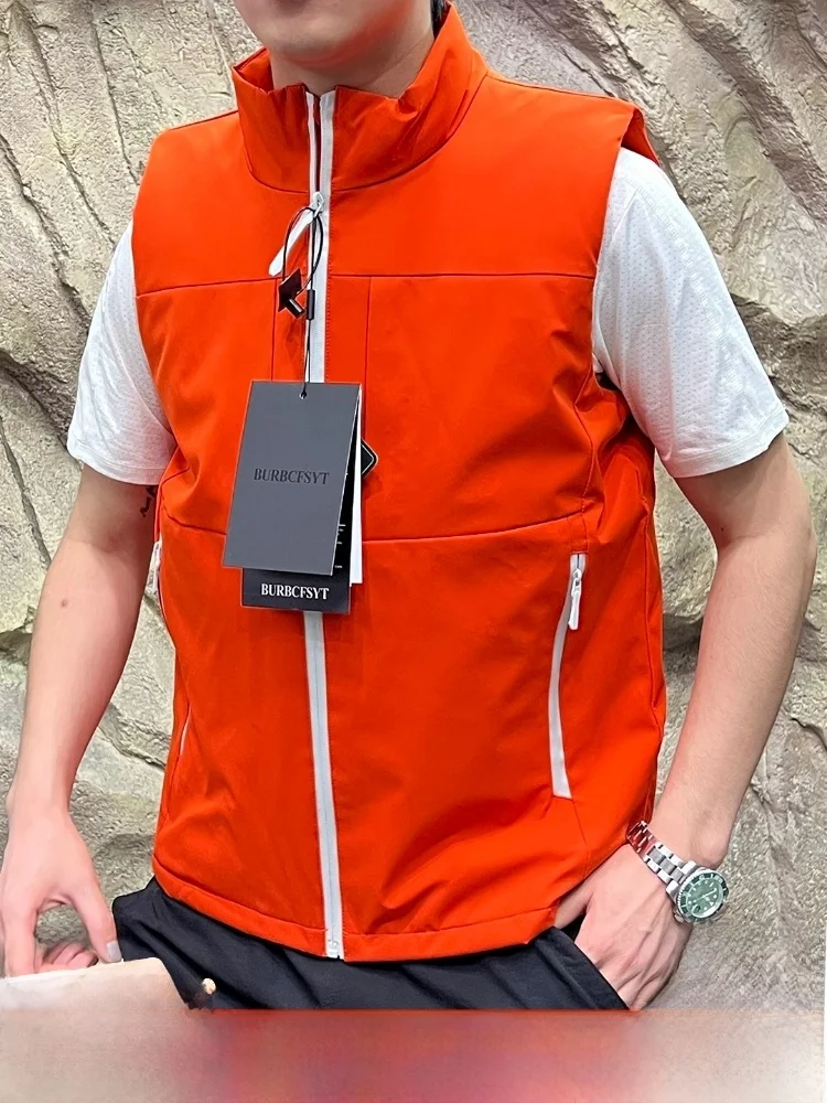 

Легкий технический хлопковый жилет для мужчин, уличный воротник-стойка, теплый осенний модный повседневный воротник-стойка на молнии