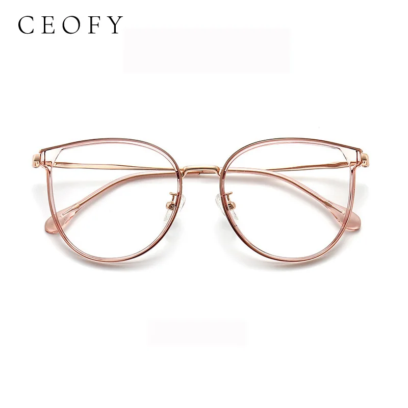 Ceofy 2022 New Women Glasses Frame Vintage Round Big Face Eyeglasses Frames Myopia Prescription Glasses Frame High Quality