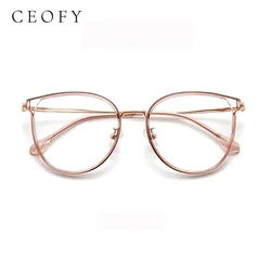 Ceofy 2022 New Women Glasses Frame Vintage Round Big Face Eyeglasses Frames Myopia Prescription Glasses Frame High Quality