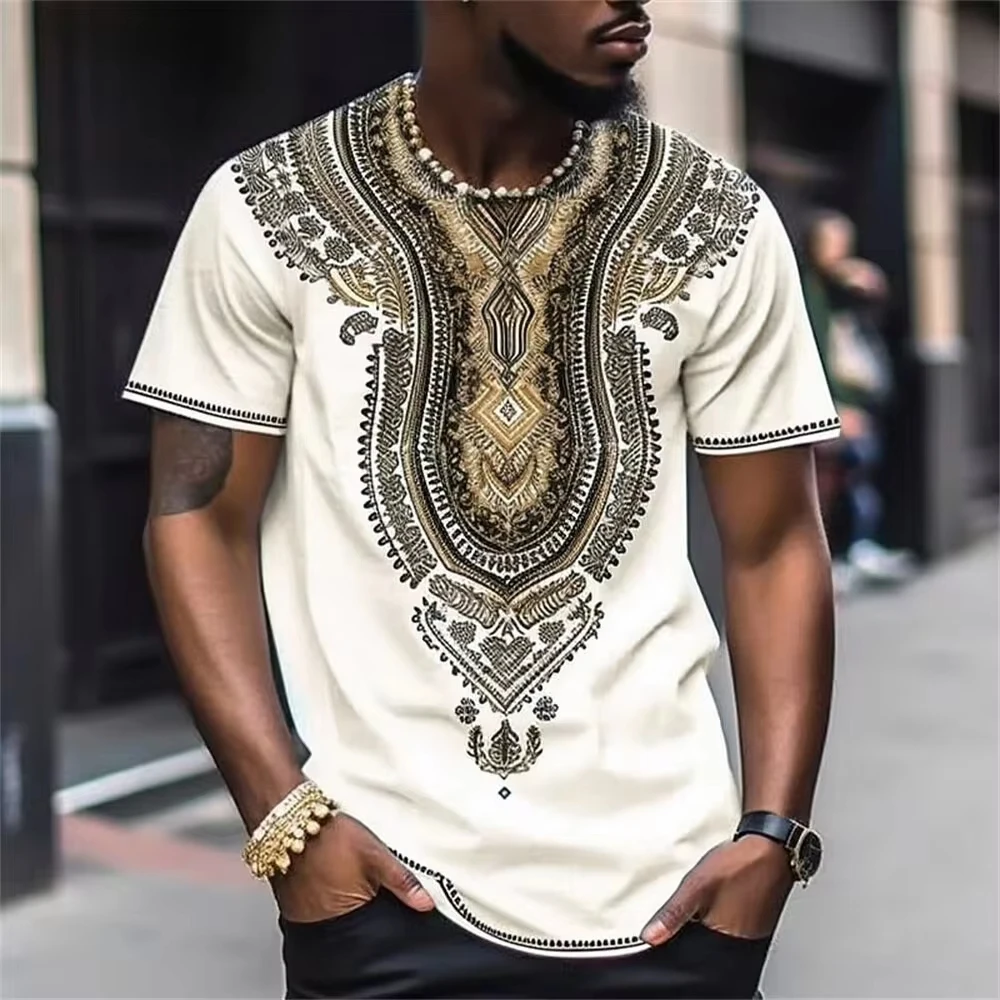 

Newest Summer Mens Clothing 3D Printed African Ethnic Tradition Stripe Men's Retro T-shirts Men Oversized Short Sleeve T Shirt