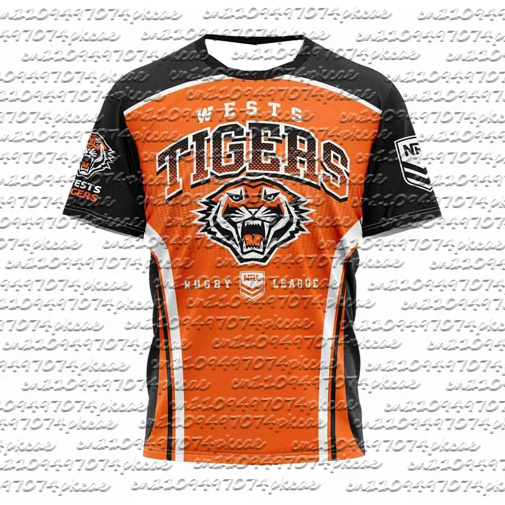 2026 Summer New Wests Tigers NRL Fan Tee with Big Tiger  Family Matching Y2K T-shirt Suitable for Daily and Training Wear