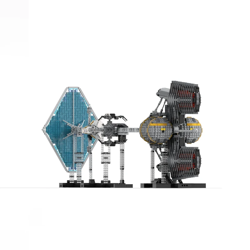 سفينة الفضاء ISV مشروع ستار السكك الحديدية النقل سفينة البضائع MOC اللبنات التجمع نموذج الطوب جامع مجموعات لعبة Gif