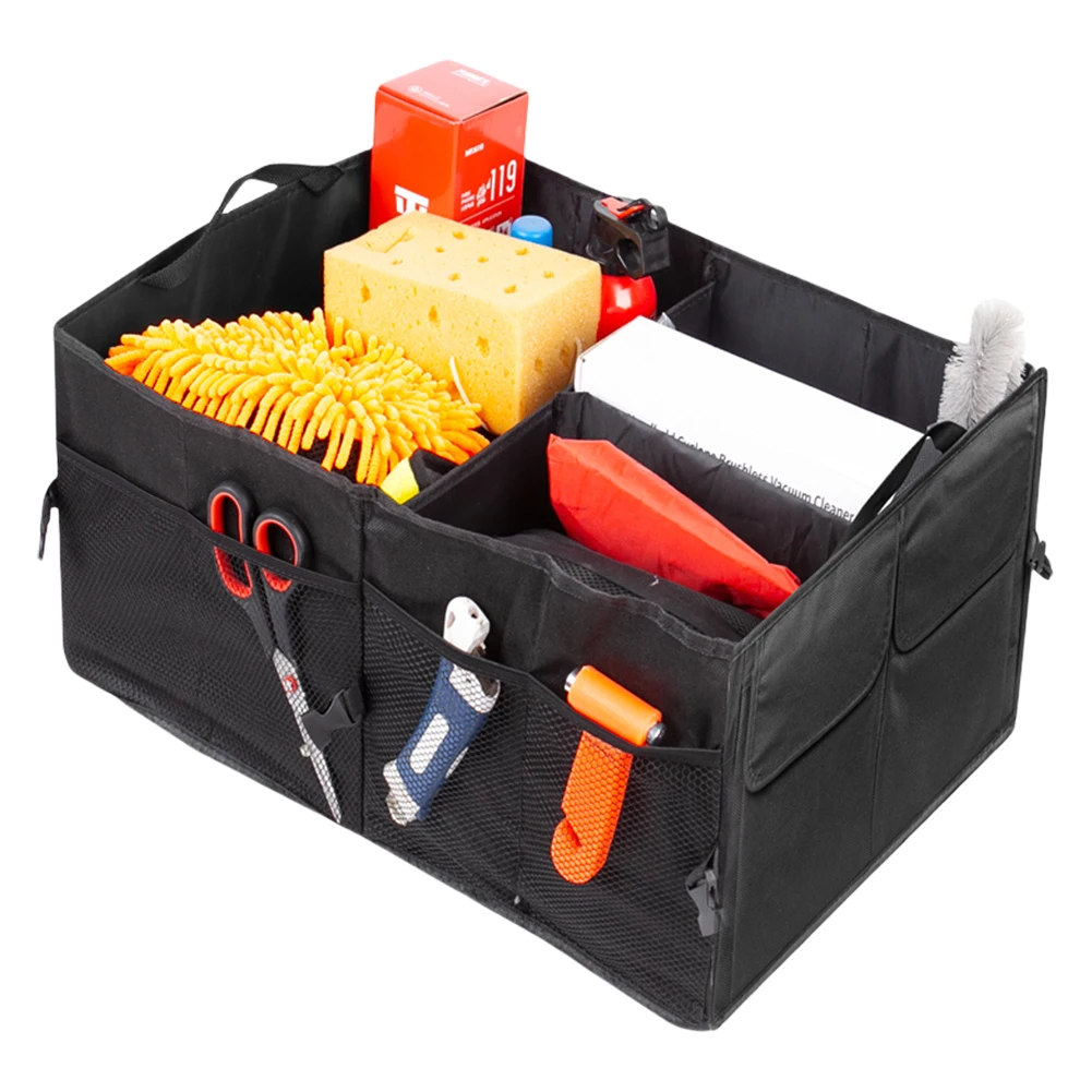 Car Storage Box Large Capacity Car Trunk Storage Bag Multi-Compartments Folding Container Organizer Trunk Storage Organizer Box 