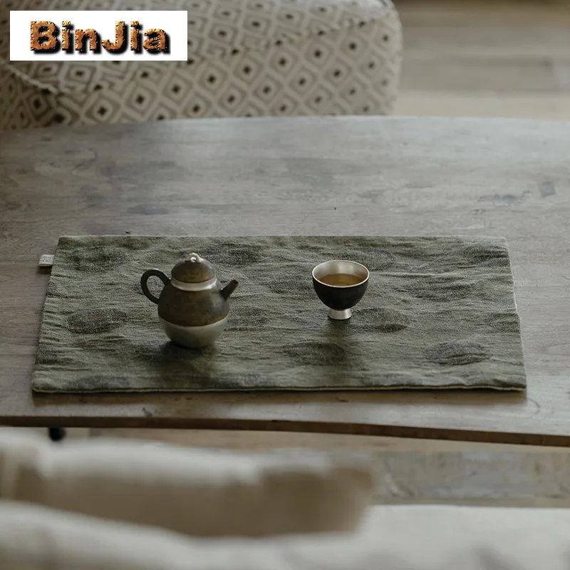 النمط الياباني القطن الكتان مستطيلة طاولة شاي الحصير اليابانية شرب كوستر عشاء مفرش طاولة حصيرة تشا لوازم الحلي هدية #2