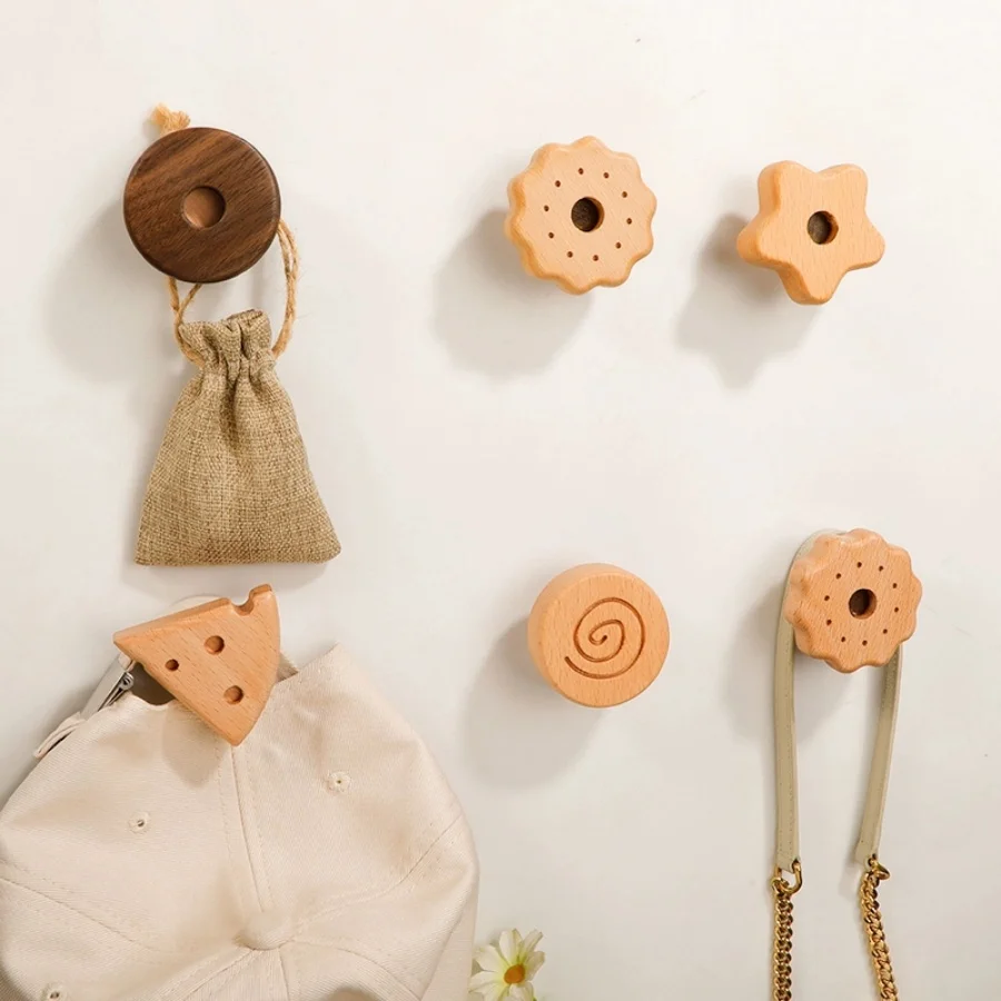 Cartoon Wooden Hooks Cute Room Decor Hook Wall Keychain Coat Hook Home Door Wood Hook Hanger Kitchen Accessories