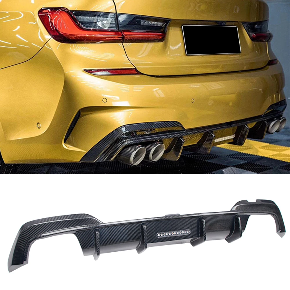 Carbon Fiber Rear Bumper Diffuser Lip Spoiler for BMW G20 G21 M-Sport M340i 2019 - 2022 Car Rear Diffuser Lip Splitters Spoiler