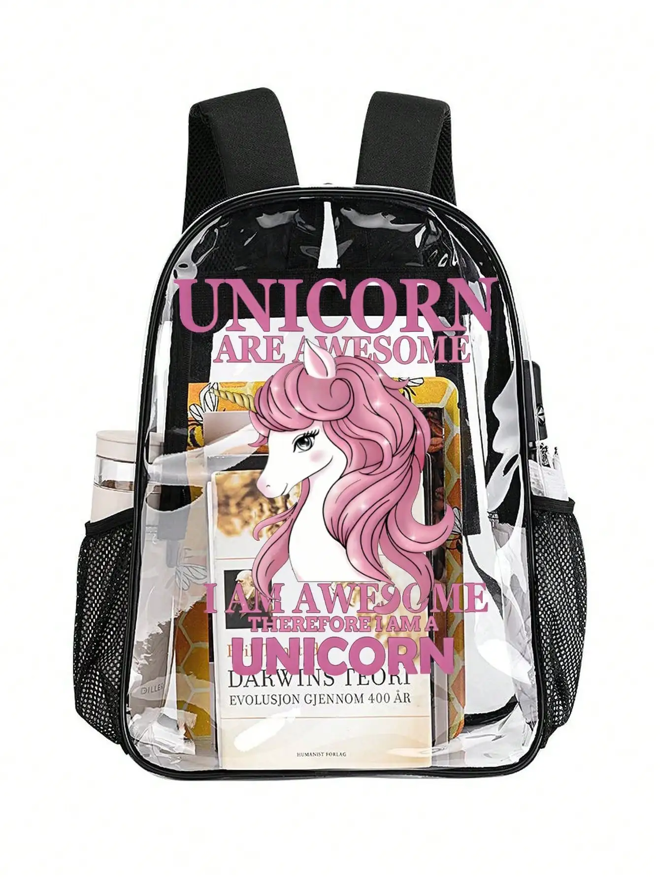 

Детский модный прозрачный рюкзак из ПВХ, с милыми мультяшными рисунками динозавров, большой вместимости, подходит для повседневного использования, для покупок, супермодный.