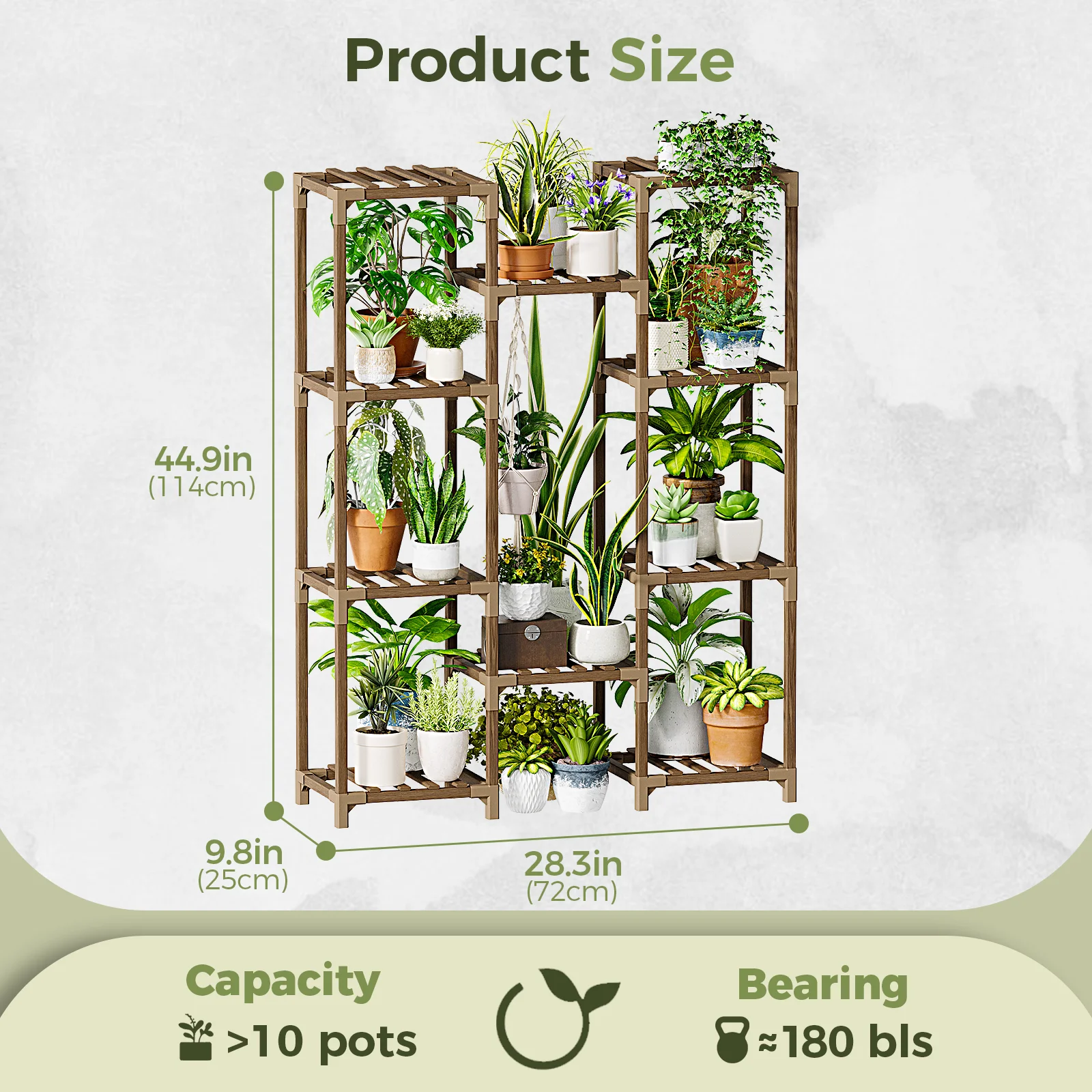 Bamworld Tall Wood Plant Stand Indoor-Outdoor, Multi-Tier Large Flower Shelf Rack for Living Room Patio Balcony Garden Decor image 2