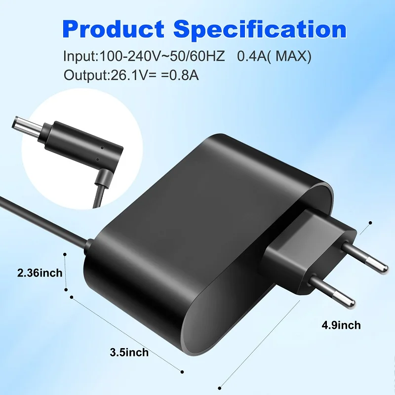 26.1V/0.8A power adapter Suitable For Dyson V6 V7 V8 Vacuum Cleaner Battery Charger Power Supply Replacements(EU/US/UK Plug )