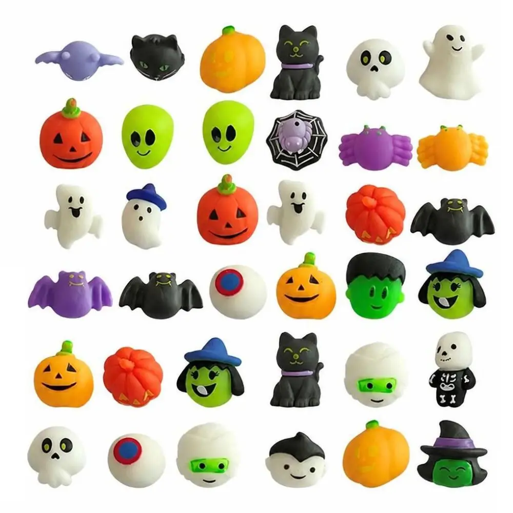 24/36Pcs/Set Surprise Halloween Squeeze Set Mini Random Ghost Squishy Anxiety Relief Funny TPR Fidget Set Party Favor