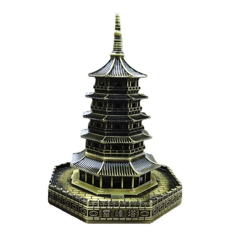 Leifeng Pagoda Models Home Decorations and Ornaments Hangzhou Travel Souvenirs Figurines Metal House Model China