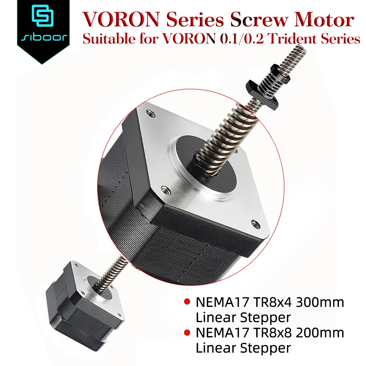 Voron Drietand Schroefmotor Nema17 Tr8 × 8 200Mm/Tr8X4 300Mm Lineaire Stappenmotor Voor Voron 0.1/0.2 Drietand 3d Printerserie