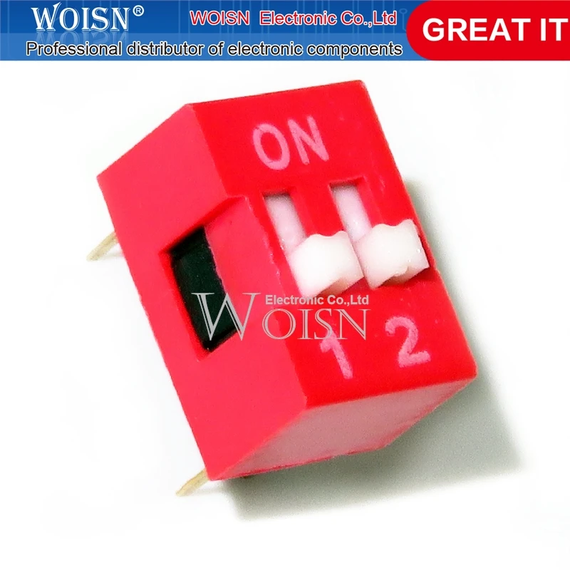 10PCS Red DIP switch DS-02 (2 digits)