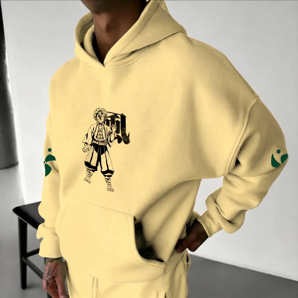شيطان القاتل أنيمي Shinazugawa Sanemi هوديي 2025 الخريف/الشتاء الرجال والنساء جديد فضفاض عادية الأمريكية الهيب هوب البلوز