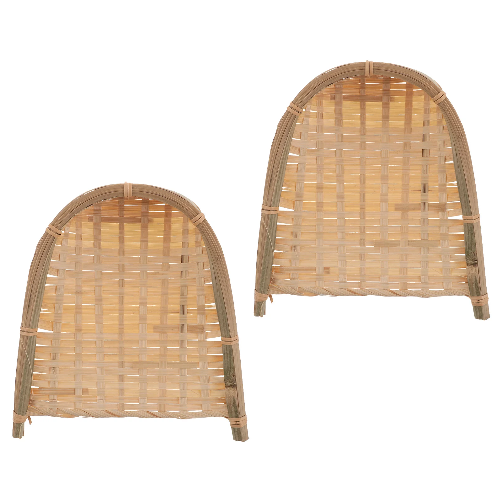 

2pcs Bamboo Woven Dustpan Basket Handmade Cleaning Shovel For Kitchen Office Portable Household Dust Collector