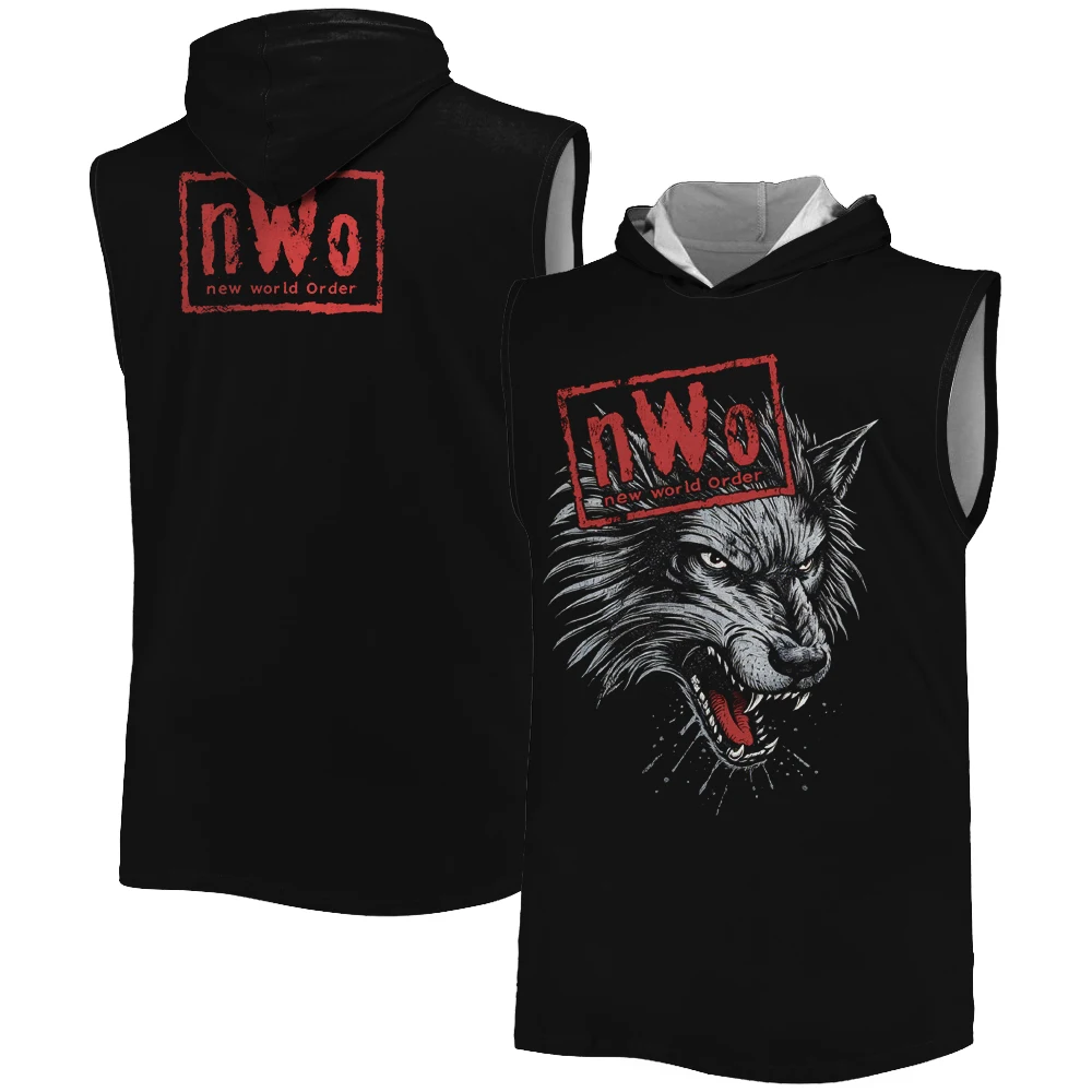 Men's Black NWo Wolfpack Graphic Hooded Tank 3D Printed Quick Drying Breathable Gym Tank Top Sports Casual Sleeveless Hoodie